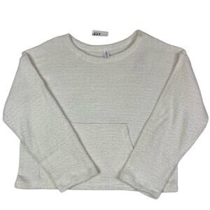 HUE Sleepwear Sweater Womens  XL Cream Egret Top Only Long Sleeve